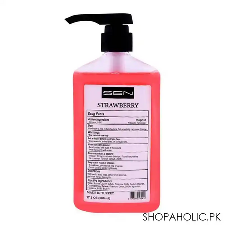 sen strawberry liquid soap, nourishing extracts & vitamin e, 600ml image2