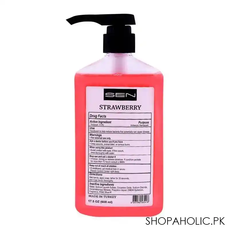sen strawberry liquid soap, nourishing extracts & vitamin e, 600ml image2