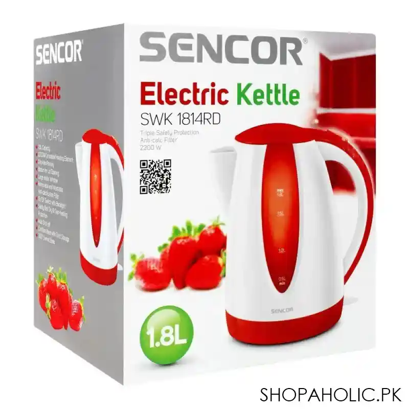 sencor electric kettle, 1.8l, 2200w, swk 1814rd image2
