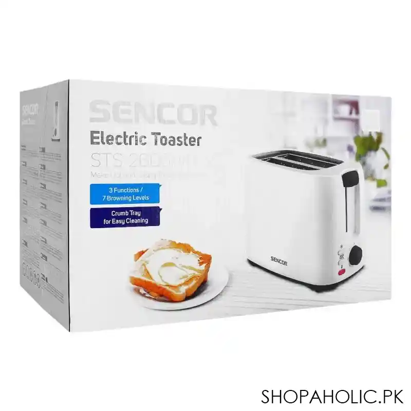 sencor electric toaster, sts 2606wh, 3 functions/7 browning levels, crumb tray for easy cleaning, 750w image4