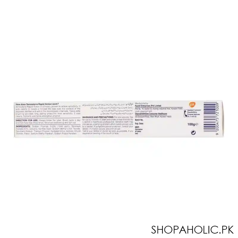 sensodyne rapid action long lasting protection toothpaste, 100g image4