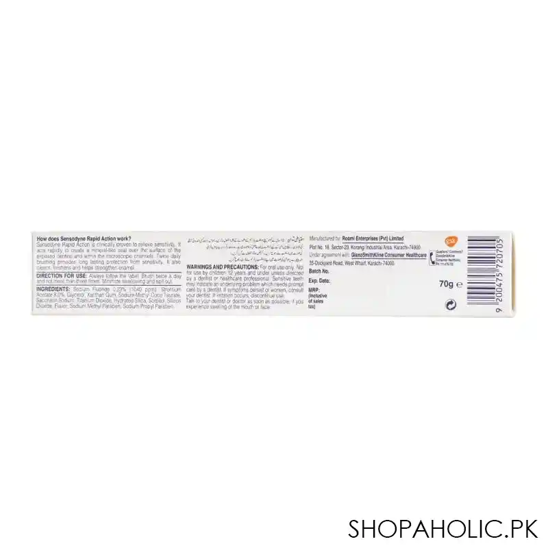 sensodyne rapid action long lasting protection toothpaste, 70g image4