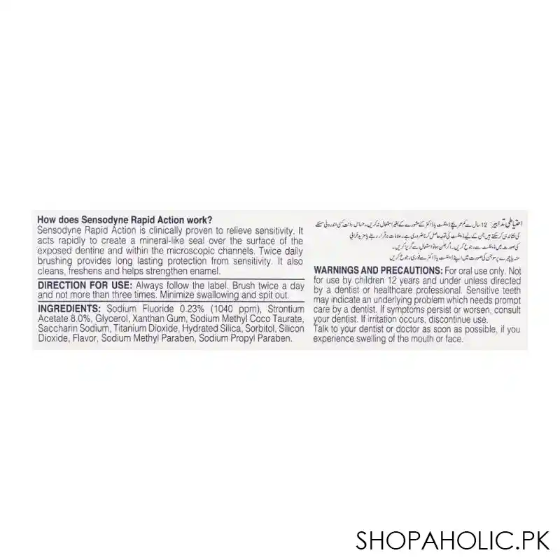 sensodyne rapid action long lasting protection toothpaste, 70g image5