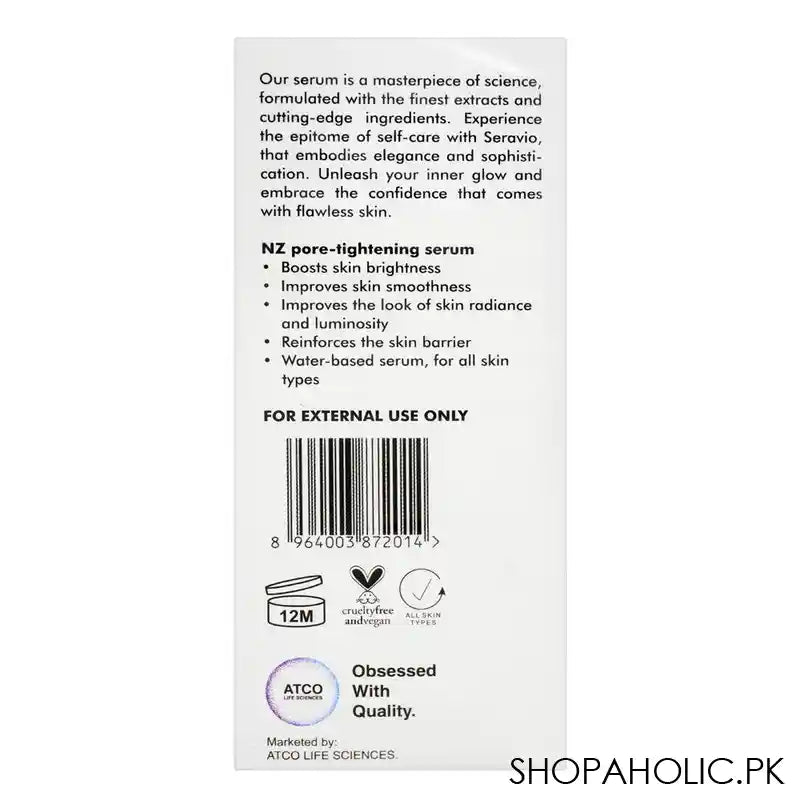Seravio NZ Serum With 10% Niacinamide & 1% Zinc, For All Skin Types, Boosts Skin Brightness, 30ml - Image 3