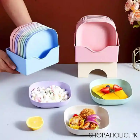 (set of 10) plastic spit bone dish plates with stand image4