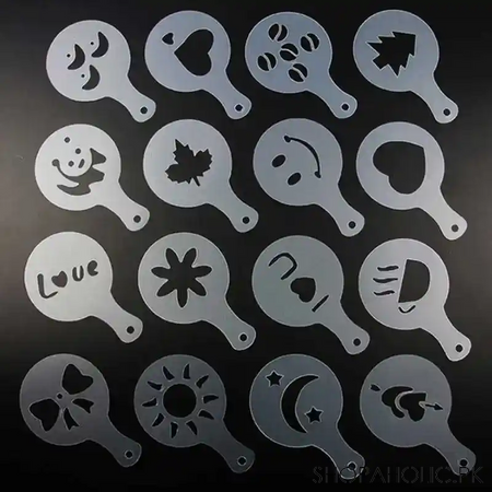 (set of 16) coffee art stencils template image6