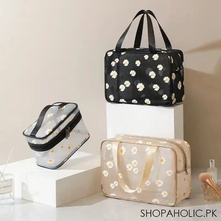 set of 2 daisy mesh makeup bag image2