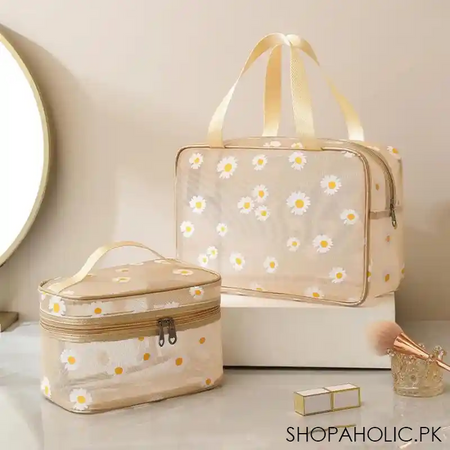 set of 2 daisy mesh makeup bag image3