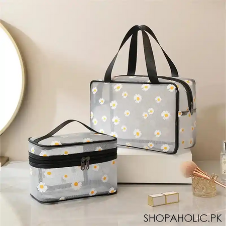 set of 2 daisy mesh makeup bag image4