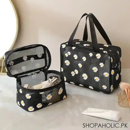 set of 2 daisy mesh makeup bag main image