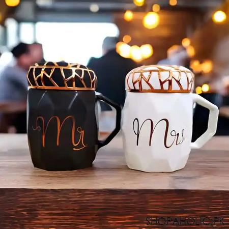 (set of 2) mr. and mrs. marble ceramic couple mug set with lid image2