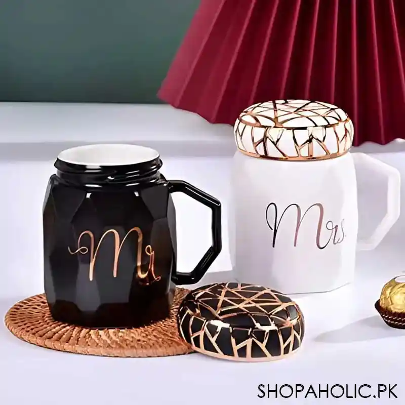 (set of 2) mr. and mrs. marble ceramic couple mug set with lid image3