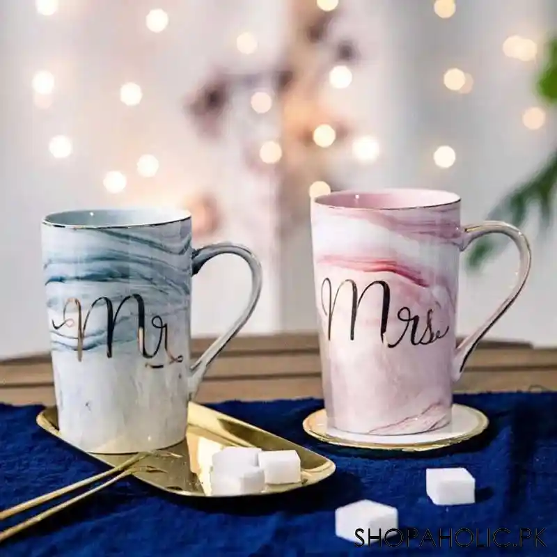 (set of 2) mr. and mrs. marble couple mug set with lid and spoon image3