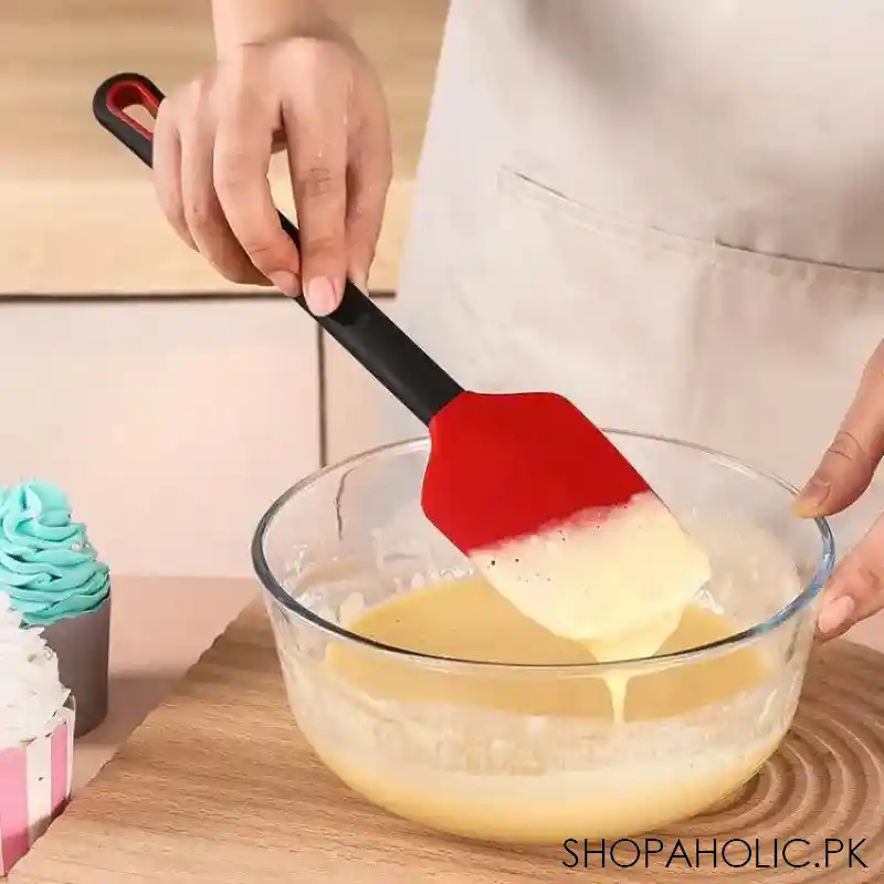 set of 2 silicone non stick mixing scraper spatula image2