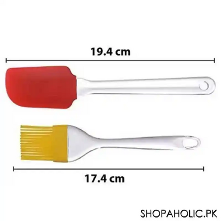(set of 2) silicone spatula and brush set with plastic handle image2