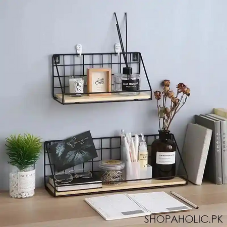 set of 2 versatile floating wooden shelf image2