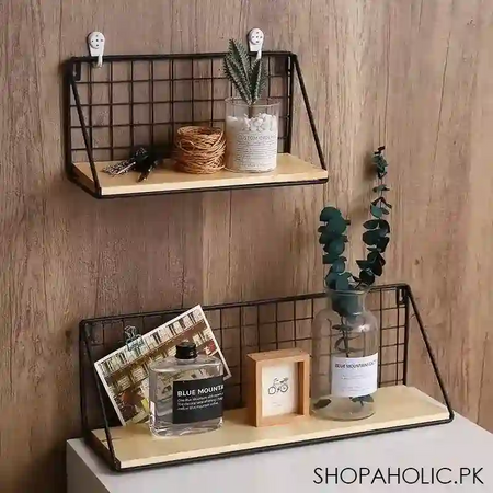 set of 2 versatile floating wooden shelf main image