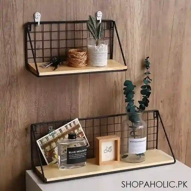 set of 2 versatile floating wooden shelf main image