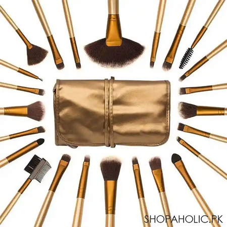 set of 24 golden professional makeup brushes set image4