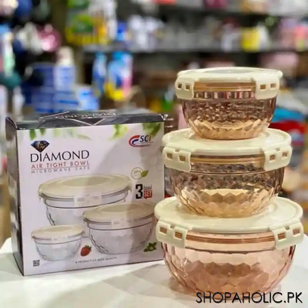 (set of 3) acrylic diamond air tight bowls main image