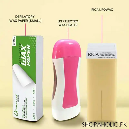 set of 3   rica wax deal (depilatory machine + rica roll on wax + wax papers) image2