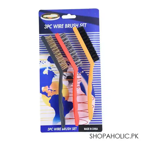 (set of 3) stainless steel, brass, nylon, wire brush set rust remove cleaner main image