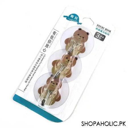 (set of 3) teddy bear sticky hook main image