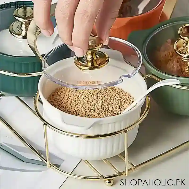 set of 4 acrylic spice jar set with metal stand image4