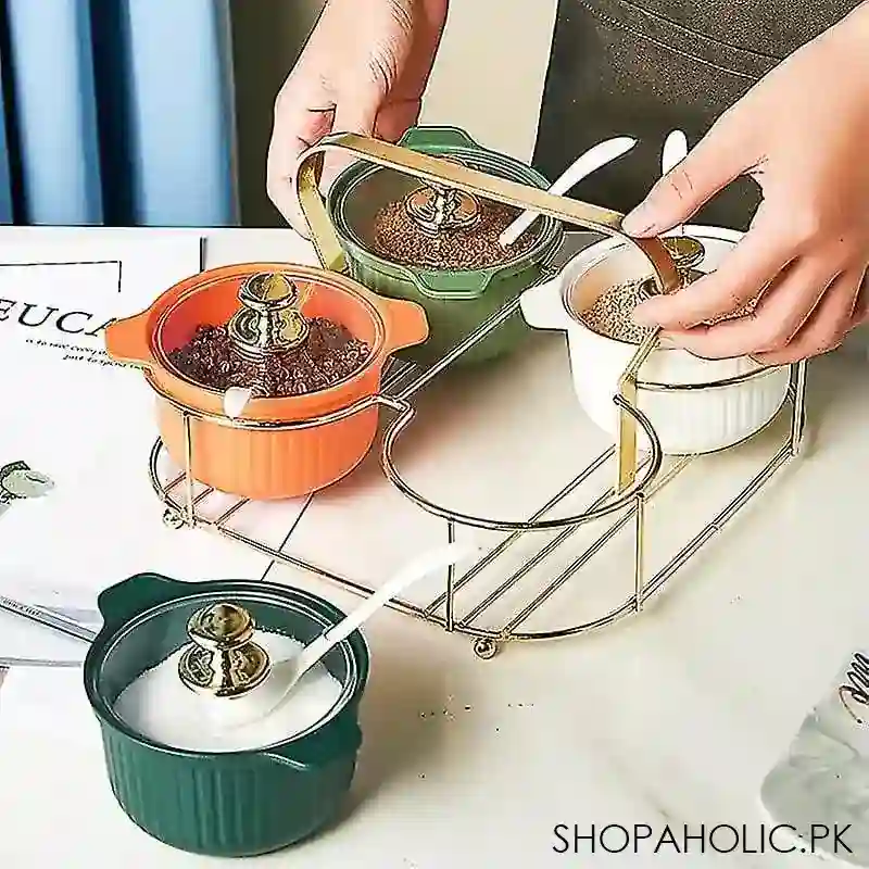 set of 4 acrylic spice jar set with metal stand image5