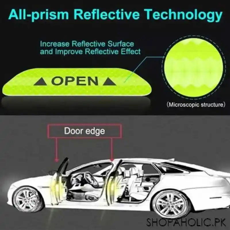 (set of 4) car door open safety reflective stickers image4