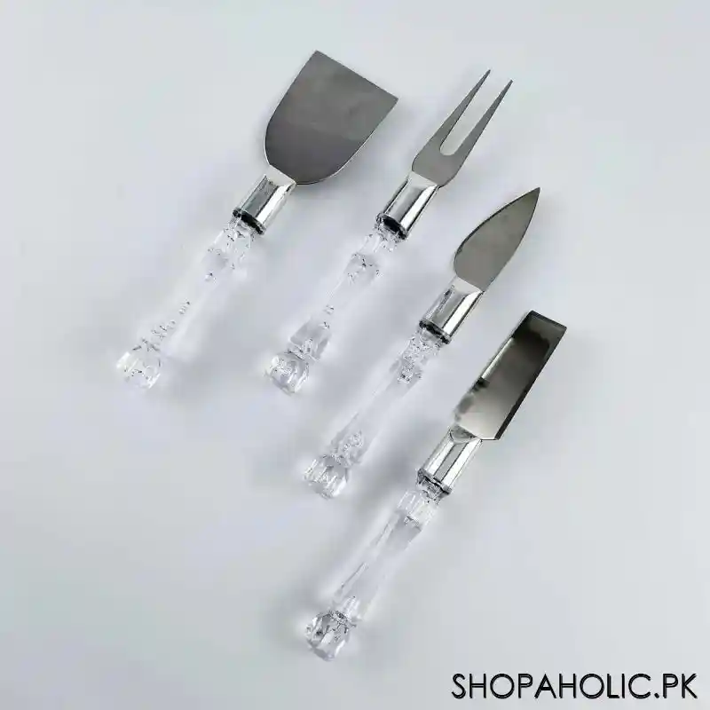 set of 4 cheese knives with acrylic handle image2