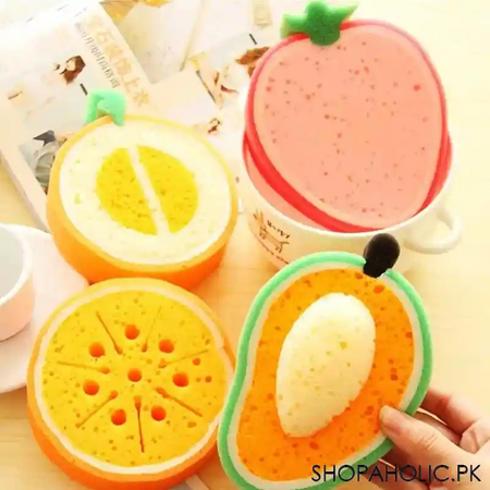 set of 4 fruit shaped dishwashing sponges main image