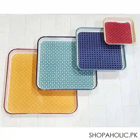 (set of 4) melamine square tray set image3