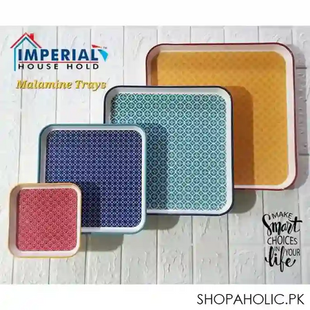 (set of 4) melamine square tray set image4