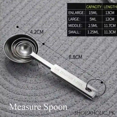 (set of 4) stainless steel durable tableware measuring spoon image3