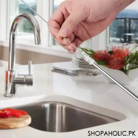(set of 5) reusable stainless steel metal straws with cleaning brush image5