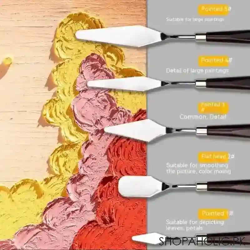 set of 5 stainless steel oil painting knife image2