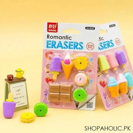set of 6 cute fancy eraser main image