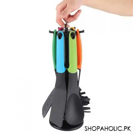 (set of 6) nylon non stick spatula set with rotating stand image4