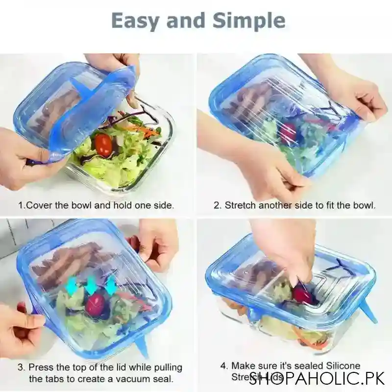 set of 6 rectangular silicon stretch lids image4