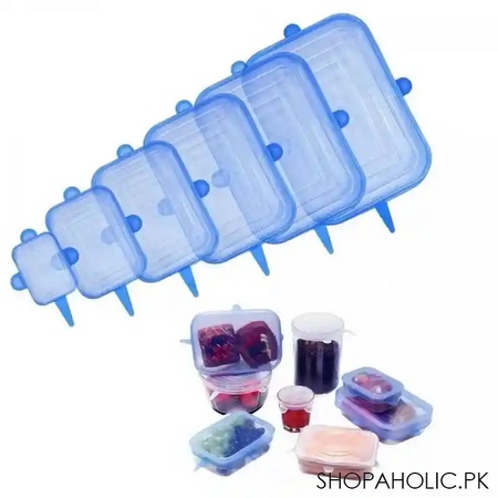 set of 6 rectangular silicon stretch lids main image
