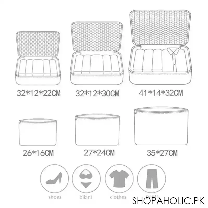 (set of 6) travel organizer storage bags portable luggage organizer clothes tidy pouch suitcase packing cube case image2