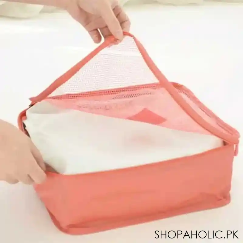 (set of 6) travel organizer storage bags portable luggage organizer clothes tidy pouch suitcase packing cube case image4