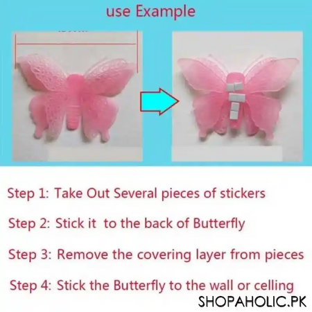 set of 8 fluorescent luminous 3d butterfly image3