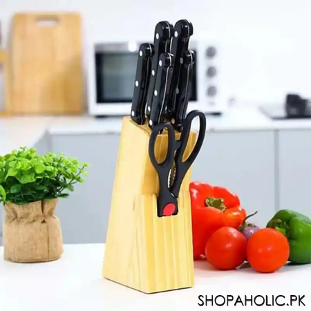 (set of 8) knife set with wooden block main image