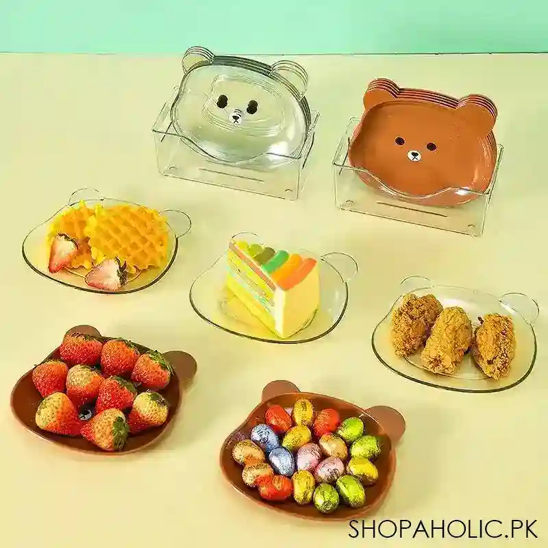 set of 8 mini cute bear shape serving plate image3
