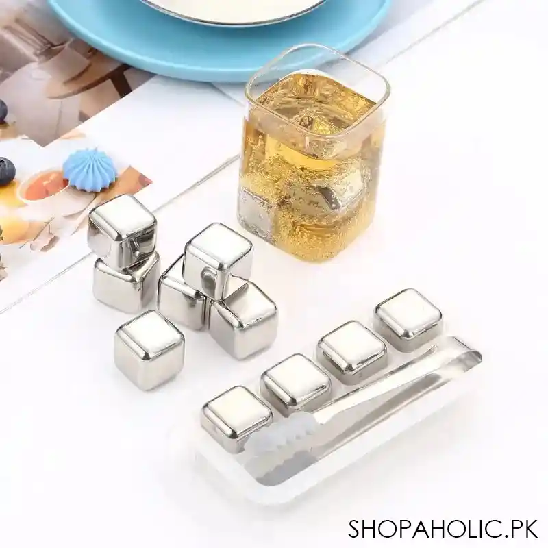 set of 8 steel ice cubes with clip image3