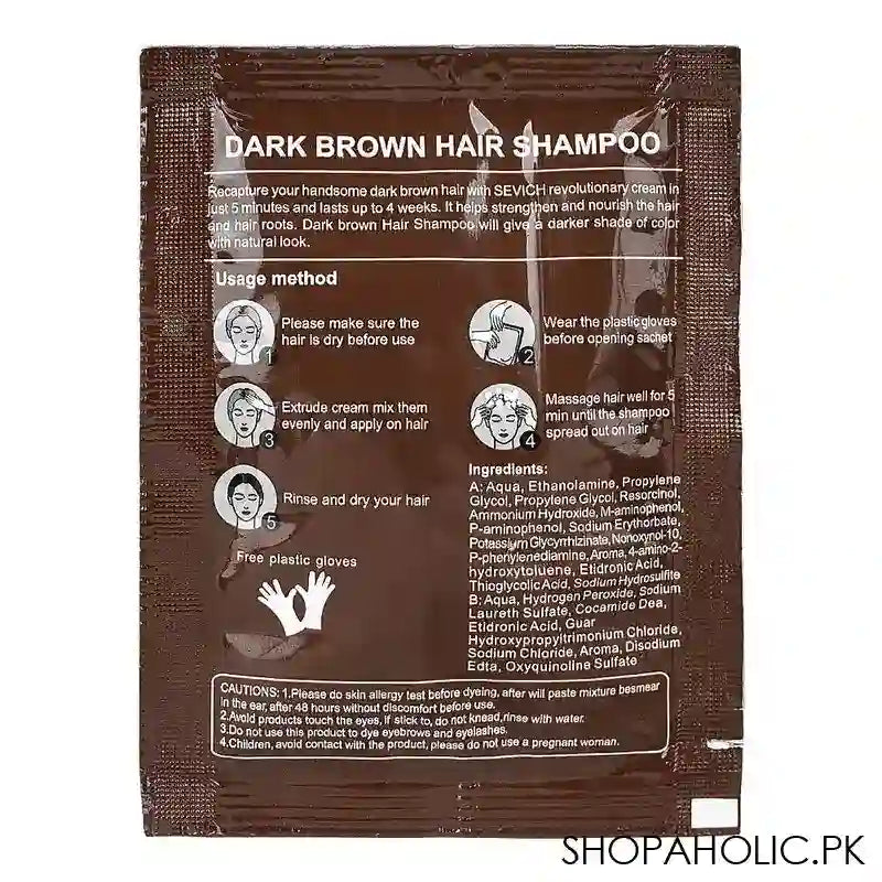 Buy Sevich Hair Color Shampoo, Dark Brown, 25ml in Pakistan Shopaholic.pk