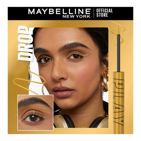 Maybelline New York Tattoo Play Liquid Eyeliner, Water & Smudge Proof, Vegan Formula, Drop-Metallic Gold - Image 2