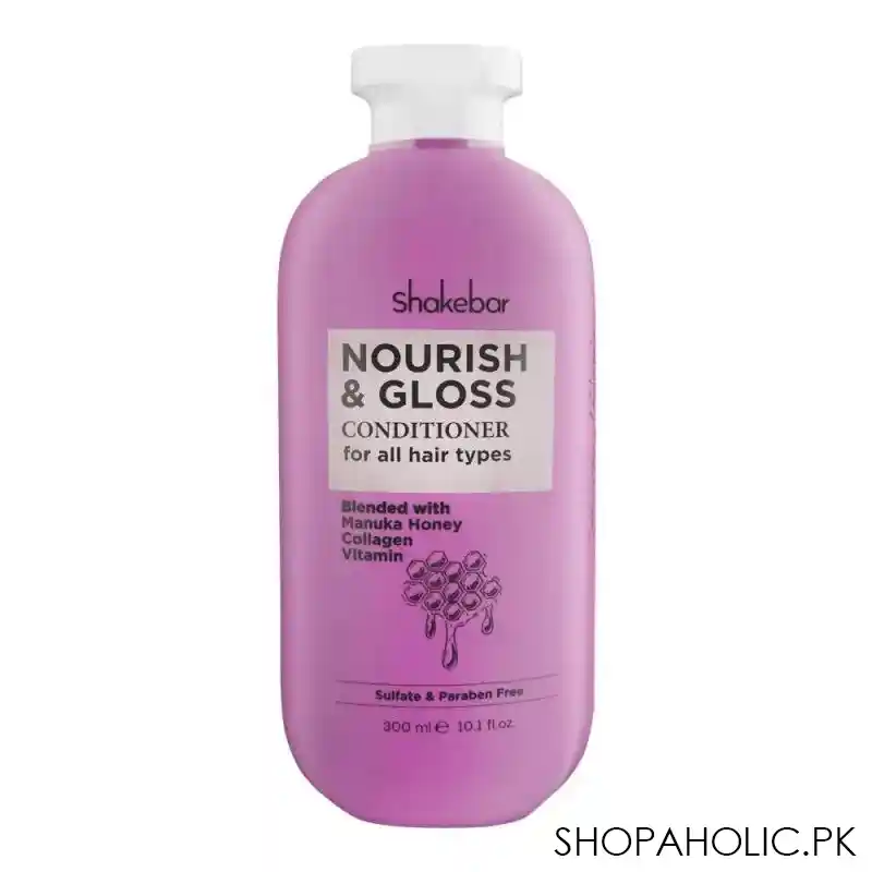 shakebar nourish & gloss sulfate & paraben free conditioner, all hair types, 300ml main image